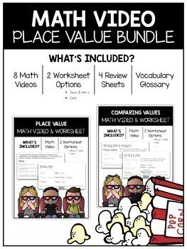Preview of 4.NBT. 1 - 4: Place Value Math Video and Worksheet BUNDLE