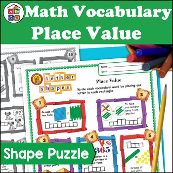 Preview of Place Value 3rd Grade Math Vocabulary Letter Shape Puzzle