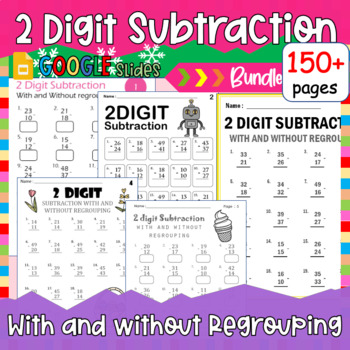 Preview of Place Value Math Worksheets, 2nd Grade 2 Digit Subtraction With Regrouping