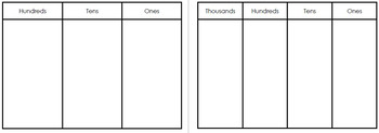 Preview of Place Value Mats 3 and 4 Digit