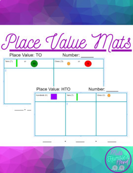Preview of Place Value Mats- Hundrends, Tens and Ones