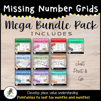 Preview of Place Value Missing Number Grids - Mega Bundle Pack