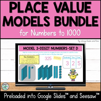 Preview of Place Value Models for Numbers to 1000 Bundle for Google Slides™ and Seesaw™
