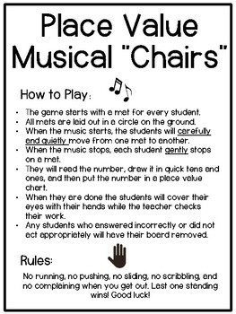 Preview of Place Value Musical Chairs - Math Game