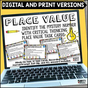 Preview of Place Value Mystery Number Digital and Printable Place Value Activity