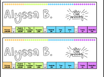 Preview of Place Value Name Tags