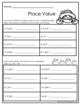 Place Value No-Prep Printables (Fall Theme) by Pencils and Sandcastles