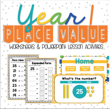 Preview of Place Value No Prep Unit Pack - Lesson PowerPoint & Worksheets