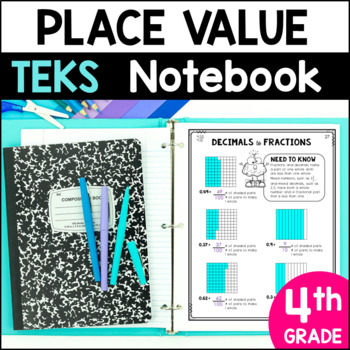 Preview of Place Value Notebook 4th Grade TEKS - Decimals and Whole Numbers
