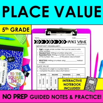 Preview of Place Value Notes & Practice | + Interactive Notebook Pages