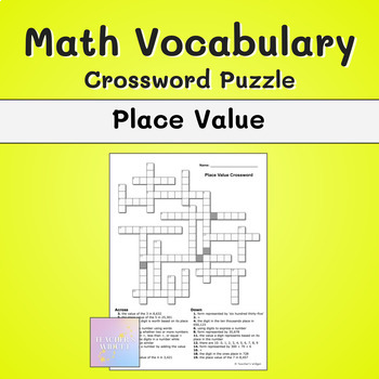 Preview of Place Value Notes and Math Crossword Puzzle