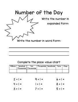 Preview of Place Value Number of the Day Sample
