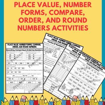 Preview of Place Value, Number Forms, Compare, Order, and Round Numbers Activities