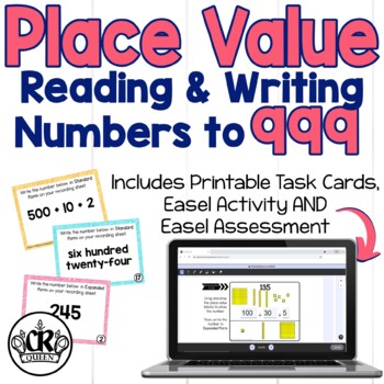 Preview of Place Value Number Forms Task Cards with Easel Activity & Assessments