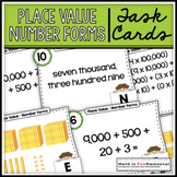 Place Value Number Forms Task Cards Coded Answer Document 