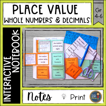 Preview of Whole Numbers and Decimals Place Value Interactive Notebook