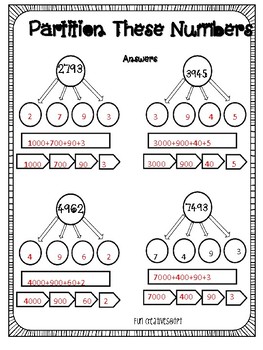 Place Value Partitioning Freebie Worksheets by Fun Creatives | TpT