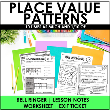 Preview of Place Value Patterns (1/10 of) Lesson | Google Slides, Worksheet | 5.NBT.1