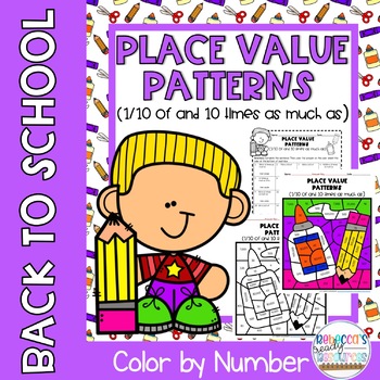 Preview of Place Value Patterns: Color by Number-Back to School Theme