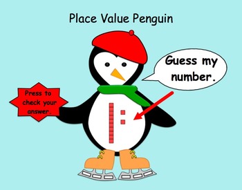 Preview of Place Value Penguins, Interactive Smartboard Game Gr 1