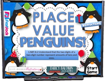 Preview of Place Value Penguins Smart Board Game