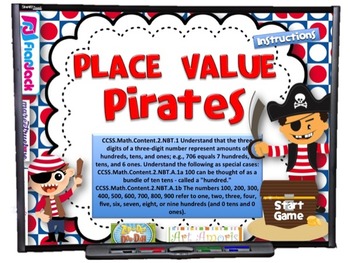 Preview of Place Value Pirates Smart Board Game (CCSS.2.NBT.B.5)