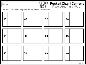 Black Place Value Pocket Chart