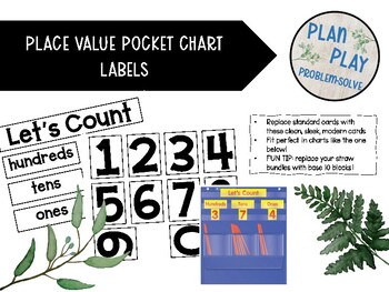 Preview of Place Value Pocket Chart Labels