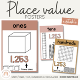 Place Value Posters | BOHO NEUTRAL Palette | Editable Neut