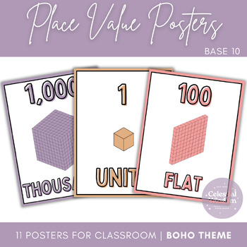 Preview of Place Value Posters | Boho | Base 10 | Math | Handouts | Journal