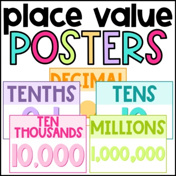 Preview of Place Value Posters | Colorful | Math Visual