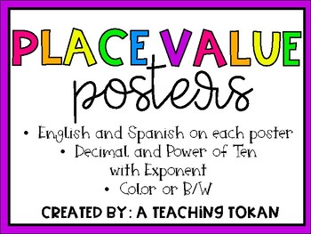 Preview of Place Value Posters (English and Spanish)
