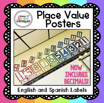 Preview of Place Value Posters - English and Spanish Labels - Includes Decimals