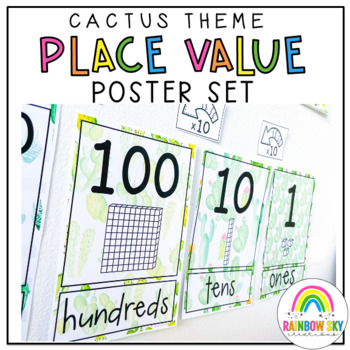 Preview of Place Value Posters / Interactive Place Value Chart {Cactus / Succulent theme}