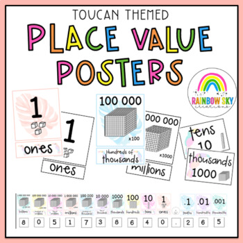 Preview of Place Value Posters / Interactive Place Value Chart {Toucan Theme}