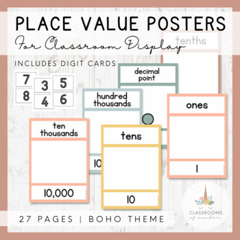 Preview of Place Value Posters | WARM BOHO PALETTE | Inspiring Classroom Decor