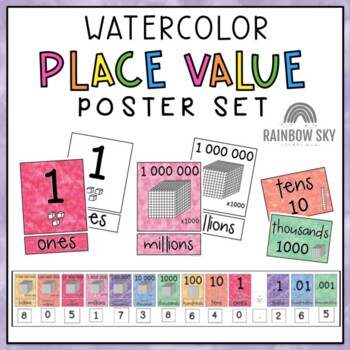 Preview of Place Value Posters Watercolor theme