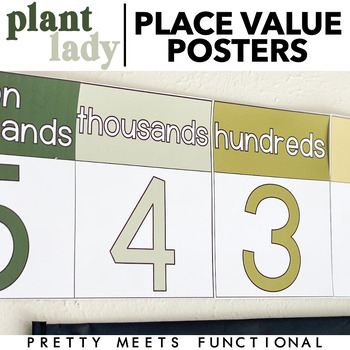 Preview of Place Value Posters for Math - Boho Plant Classroom Decor