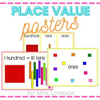 Preview of Place Value Posters: ones, tens, and hundreds