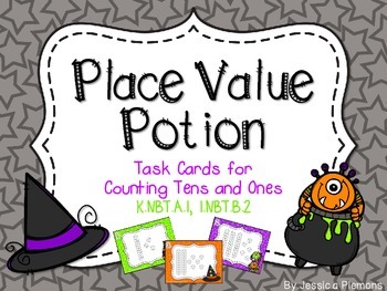 Preview of Halloween Task Cards: Place Value Potion