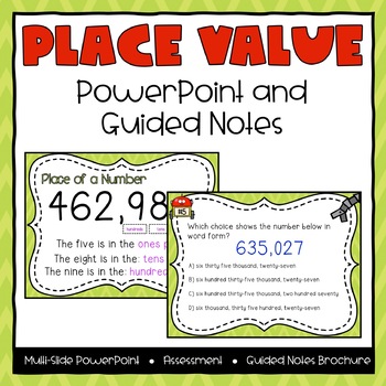 Preview of Place Value Powerpoint & Guided Notes - Third Grade