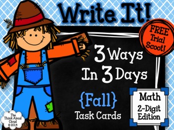 Preview of Place Value Practice - Fall Math Task Cards {2-Digit} - FREE