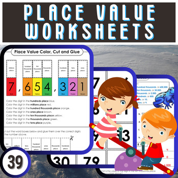 Preview of Place Value Practice: From 2-Digit to Billions & Decimals Worksheets