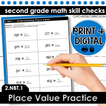 Preview of Place Value Practice Hundreds, Tens, & Ones Worksheets Second Grade Math 2.NBT.1