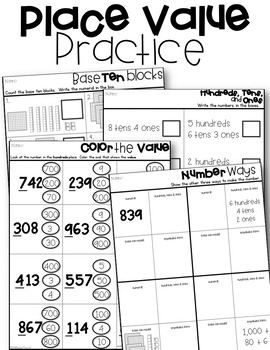 Place Value Practice Second Grade by Reagan Tunstall | TPT