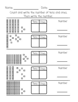 Preview of Place Value Practice Worksheet (Tens and Ones)