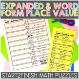 Place Value Practice in Word Form & Expanded Form Math Puz