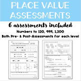 Place Value Assessments to 120, 999, and 1,200 (Second Grade)