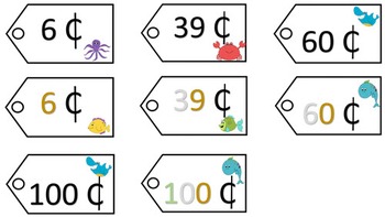 Preview of Place Value Price Tags - Ocean Theme