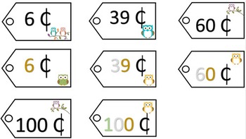 Preview of Place Value Price Tags - Owl Theme
